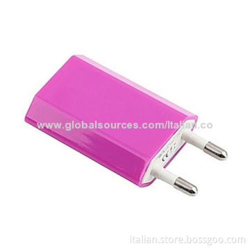 Candy Colored EU Plug USB Power Adapter/Wall Charger for iPhone 4/4S/5C/5G/5S, 4.8-5.5V Output